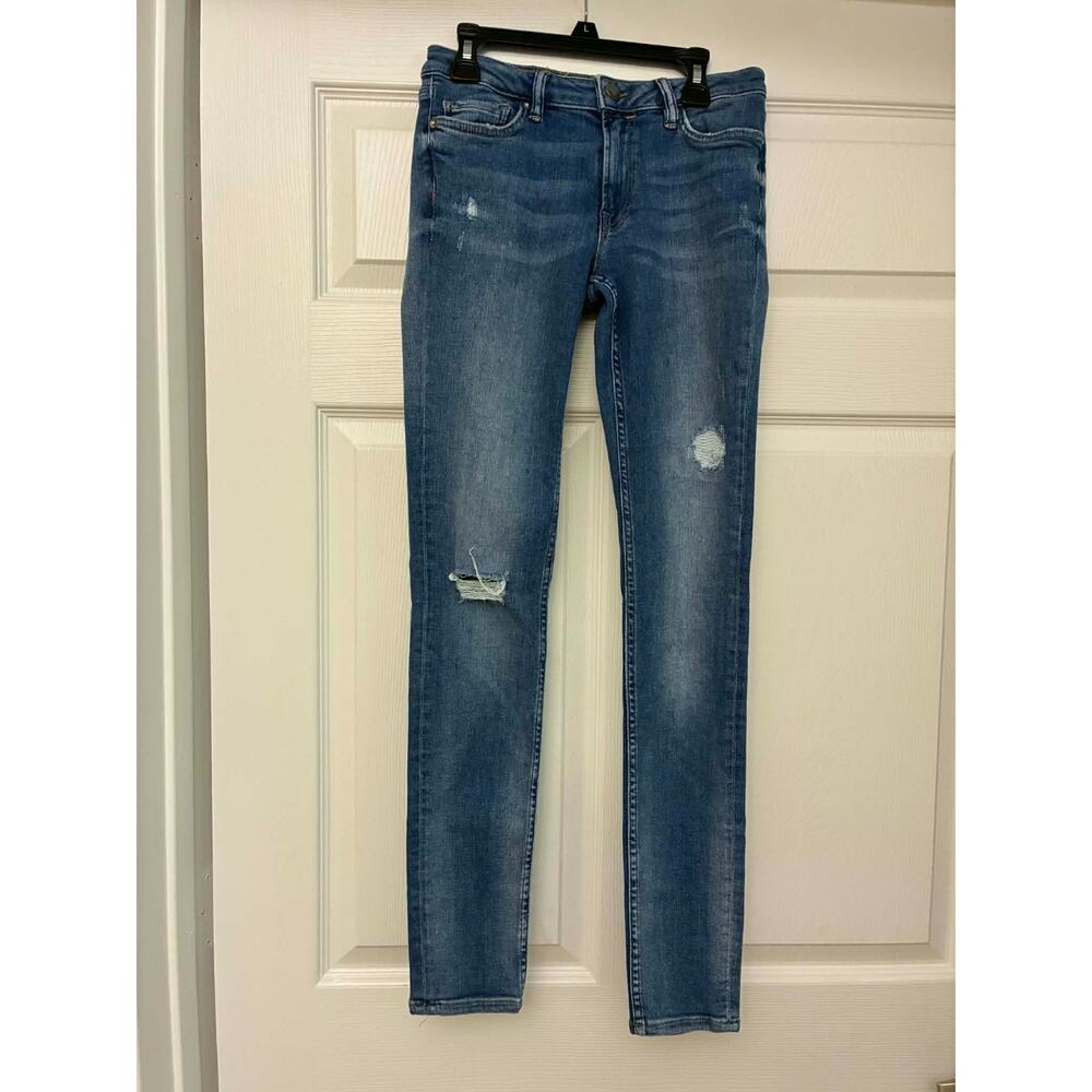 AllSaints Mast Destroy Skinny Jeans Womens W27 Blue Distressed Stretch Denim